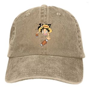 Ball Caps Luffy Kid Meat Catching Casquette Peaked Cap One-Pieces Anime Sun Shade Cotton Hats For Men Women