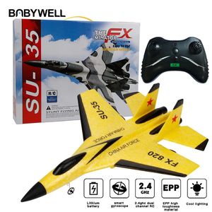 RC Airplane SU35 Aircraft 24G Remote Control Fighter FX820 Plane Glider EPP Foam Toys For Adult Kids Gifts 240529