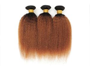 Podświetl Kinky proste wiązki 30 -calowe Brazylijskie ombre brązowe ludzkie przedłużenia włosów 3 szt.