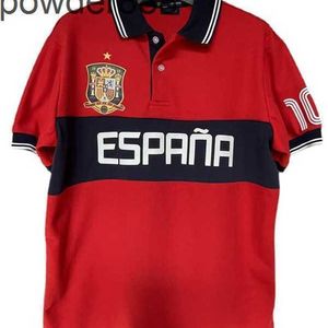 Camiseta de esportes masculino camisa de futebol espanhol fenda de manga curta de verão casual pólo solto comum