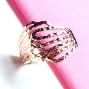 Cluster Rings Pure Russia 585 Purple Gold Luxury Hollow Carven Design Ring Кольцо в китайском стиле Цвет Vintage Trend