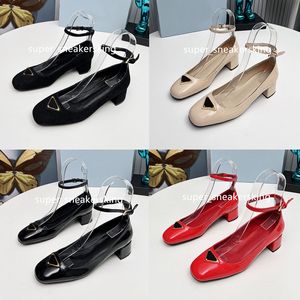 Designer Sandals High Heel Dress Shoes Single Shoes Triangle logo High Heels Sandal for Women party Black White red Wedding Shoes 35-41