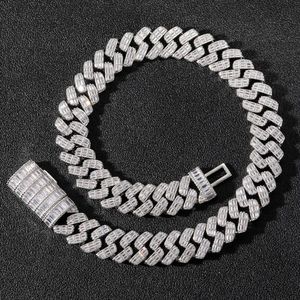 Hegemonial 17 mm breites quadratisches Zirkon Diamant Kubaner Kettenkette Flip Schnalle Herren Hip-Hop Halskette Personalisierte Hip-Hop-Accessoires