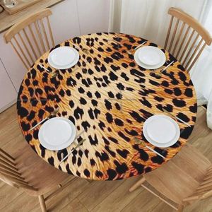 Table Cloth Leopard Print Round Wrinkle Resistant Decorative