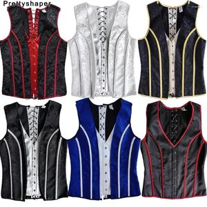 Cody's Body Shapers Men Addome Corsetto Corrente vintage Floral Stampa di gilet Bones Elegante Whing Slimming Shimming Streight Costume con DCLT