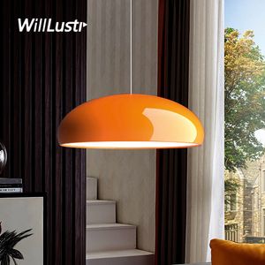 Kreativ aluminiumkupol hängslampa akrylsupphängning ljus hotellbutik mall bar sovrum röd orange hängande tak ljuskrona