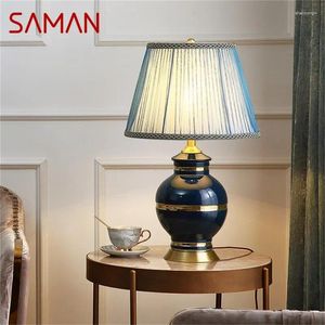 Lampade da tavolo Saman Ceramic Brass Distallo leggero Decorazione per la casa moderna per soggiorno camera da pranzo