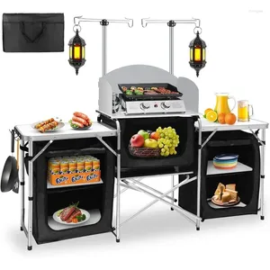 Camp Furniture Amazon -selling Outdoor Camping Mobile Kitchen Portable Foldable Cooking Station Table WIth Storage