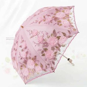 Guarda -chuvas renda guarda -chuva feminino verão dobrável sol jardim uv portátil bela praia capa de chuva h240531 h5kj