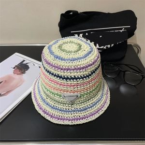 Bucket hat designer woman designer straw hat leisure wide brim cappellino women cap triangular braid crochet caps casquette luxe exquisite lady ga0149 H4