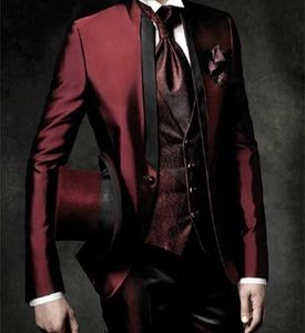 Men039s Suits Blazers şarap kırmızı bordo takım elbise erkekler için yakışıklı düğün takım elbise terzi yapılmış damat smokin vintage İtalyan formal4809133