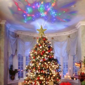 Christmas LED Night Light EU USA UK Plug 220V For Xmas Atmosphere Lighting Meteor Five Pointed Star Lamp Tree Top Decor 2689