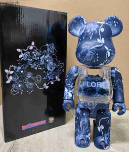 Figury zabawek akcji Bearbrick 400% Build Block Bear Blue Rose Eternal Flower 28cm High Collection Prezent Lalk Lover Picture H240531