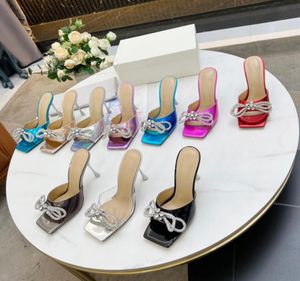 Double Bow crystal sandals Designer Luxury Women Summer High Heel Open Toe Leather Sandal5799859