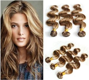8613 Piano Color Brazilian Virgin Human Hair Weave Bundles Body Wave 3st Piano Brown and Blonde Mixed Color Human Hair Wefts 10672010145