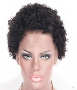 Mongoliskt mänskligt hår Kinky Curly Spets Front Wigs 130 Densitet Full spetsspetsar PRE PUCKED HAIRLINE53897021514843
