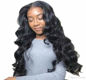 Body Wave 360 ​​Pełne koronkowe peruki czołowe wstępnie wyrzucone z włosami dla niemowląt ludzkie peruki włosy Naturalne czarne dla kobiety peruki 1939425