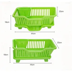 Kök Storage Organizer- Med dräneringstorkningsskålar Handpinnar Kunnor Board Spoons Countertop Plates Rack Dish Utensils Drain