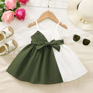 1-3Years Baby Summer Daily Strap Color Matching Dress Korean Style Birthday Party Fashion Dresses for Toddler Girl L2405 L2405