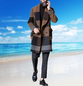 Plaid Winter Mens Wool Blends Casual XXXL Płaszcz Stylowy Slim Fit Single Breasted 3xl Woolen Woats7972126