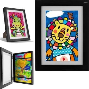 Frames A4 Size Wooden Art Front Opening Changeable Picture Display Artwork Drawing Children Projects Storage Painting
