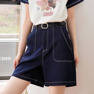 Korean Style Classic Denim Shorts Women Summer High Waisted Shorts Wide Leg Pants Streetwear Stright Jeans Womens Shorts 240531