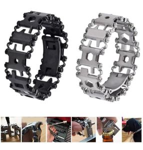 29 in 1 Multifunction Tread Bracelet Outdoor Bolt Driver Tools Kit Travel Friendly Wearable Multitool Stainless Steel Hand Tools Y5140428