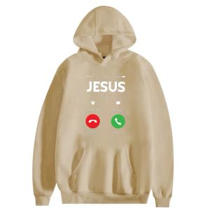 Sweatshirts Damen Hoodies Sweatshirts Sweatshirts benutzerdefinierter Name Kapuzenpullover lustig Jesus Anruf akzeptieren Rückgang interessanter Design gedruckter Baumwollfrauen