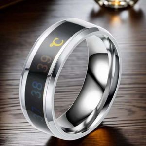intelligent Titanium niche sensing color changing temperature ring cool women's non fading stainless steel