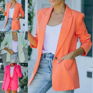 Damskie garnitury Blazers Chic kobiety Blazer Lekkie kieszenie kardigan długie rękawie szczupły biuro marynarka