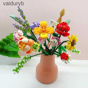 Intelligence toys Creative Bouquet Mini Building Blocks Plant Potted Flower 3D Model Home Decor DIY ldrens Educational Toys Girl Holiday Gift H240531