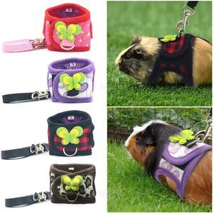 Adjustable Guinea Pig Harness Leash Set Outdoor Traction Rope for Hamster Chinchilla Mice Rat Ferret Rabbit Animal Accessories 240530