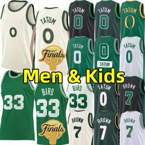 الرجال الشباب أطفال Jayson Tatum كرة السلة القميص Jaylen 7 بني لاري بيرد جيرسي رجع
