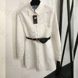 Camisas Zipper vestidos de embalagem para mulheres elegantes Triângulo Impresso a blusa de lapela vestido de cintura da camisa da blusa