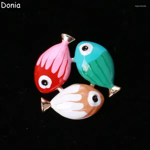 Brooches Donia Jewelry Three Little Fish Brooch Women's Party Scarf Accessories Rhinestone Gifts