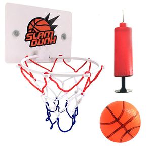 Mini Basketball Hoop Set med 1 boll och uppblåsbar pump Kid inomhussport Backboard Funny Game Toy 240513