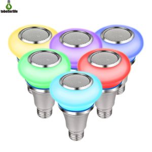 Bluetooth -glödlampans högtalare multiplicerar RGB Smart LED -glödlampor Synkron musikspelarapp eller fjärrkontroll E27 8W 12W 292C