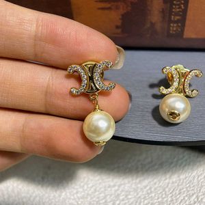 Berömd design charm celins klassiska örhängen pärla diamant ny unik stil lyx 9Hz9
