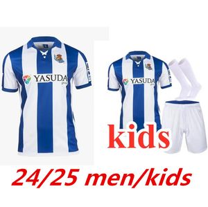 2024 2025 Rzeczywiste koszulki piłkarskie Sociedad Cho Take Kubo oyarzabal sadiq Andre Silva Zubimendi Brais Mendez Merino Le Normand Home Away Men and Kids 24 25 Football Shirt 99