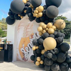 Födelsedagsdekor Black Gold Balloons Garland 60th Balloon Arch Kit Wedding Baby Shower Graduation Party Decoration Globos