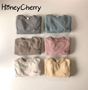 Autumn New Boys and Girls set round Neck Pure Color Cotton Linen Hoodie Suit Long Sleeve for Children Sports Suit 2010287841526