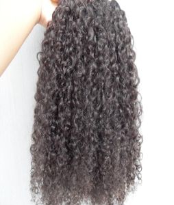 brasilianska mänskliga jungfruliga hårförlängningar 9 stycken klipp i hår kinky lockigt hårstil mörkbrun naturlig svart färg5166244