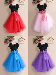 Flower Girl Sukienka Europa i Ameryka Paillette Dzieci przyjęcie weselne sukienki księżniczki Raint Ball Suknia Big Bowknot Sukienka Wea5797042