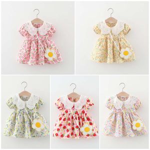 Summer Baby 2 sztuk/zestaw urocza torba i 0-3-letnia nowonarodzona sukienka plażowa dla maluchów Słodkie ubrania z krótkim rękawem L2405