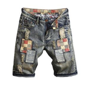 Straight Russped Jeans Shorts Männer Sommer brandneue Herren Kurzjeans Casual Streetwear Elastic Biker Denim Shorts3580956