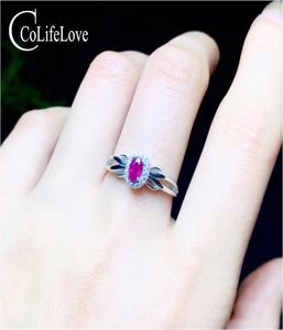 Colife Biżuteria 925 Srebrny rubinowy pierścień do zaręczyn 03ct Naturalny rubinowy pierścień Sterlinmg Silver Ruby Jewelry8576317