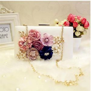 Evening Bags Style Handmade 3d Flowers Wedding Brand Leather Clutch Wallets Mini Party For Girls 2 Colors MN258 Tkfvg