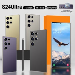 Neues Original S24 Ultra Vollbildmärtung Smartphone Android 13 Mobiltelefon Global Version 16GB+1TB 4G 5G 7.3 