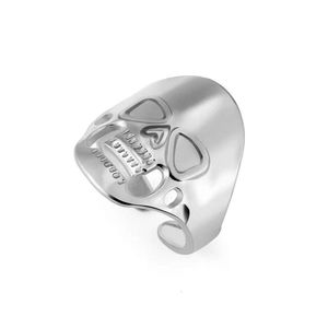 women's Ethnic style ring simple fashionable personalized oil pressure stainless steel hollow skull head