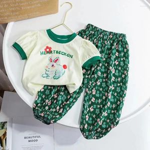 Set di abbigliamento per bambini due pezzi set estate gils manica corta e pantaloni lunghi bambini antima zanzare traspiranti